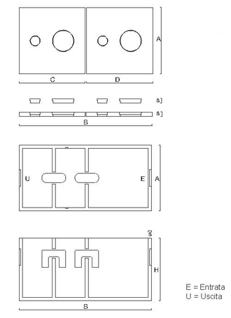 Vasche monolitiche a tre scomparti
